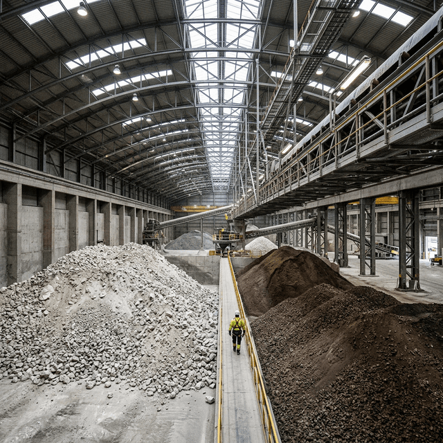 Interior of raw material storage facility